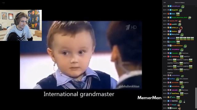 XQC Reacts To Misha Osipov (3 Yo) Vs World Champion Anatoly Karpov Meme With Twitch Chat