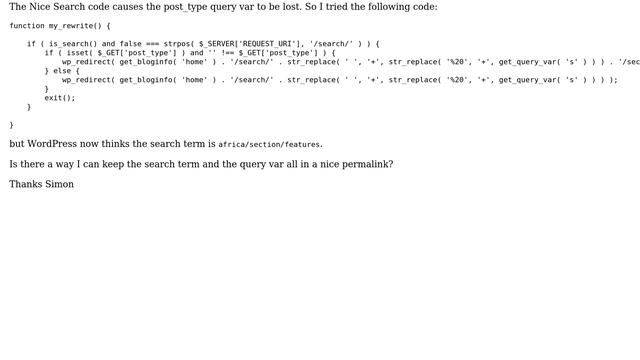 Wordpress: Pretty permalinks for search results with extra query var смотреть онлайн