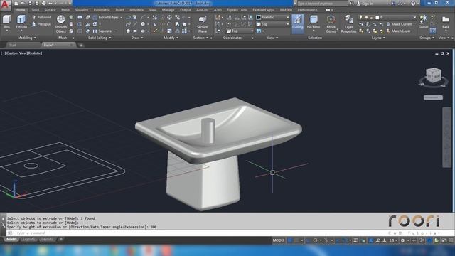 3D Square Basin Sink in AutoCAD 3D смотреть онлайн