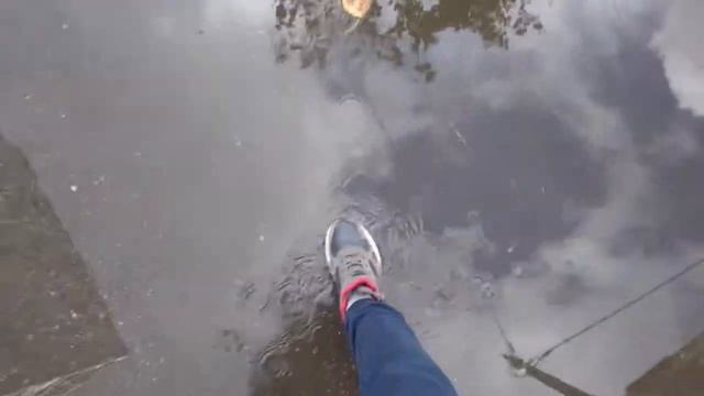 наступил в осеннюю лужу