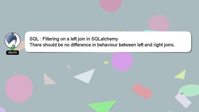 SQL : Filtering on a left join in SQLalchemy смотреть онлайн