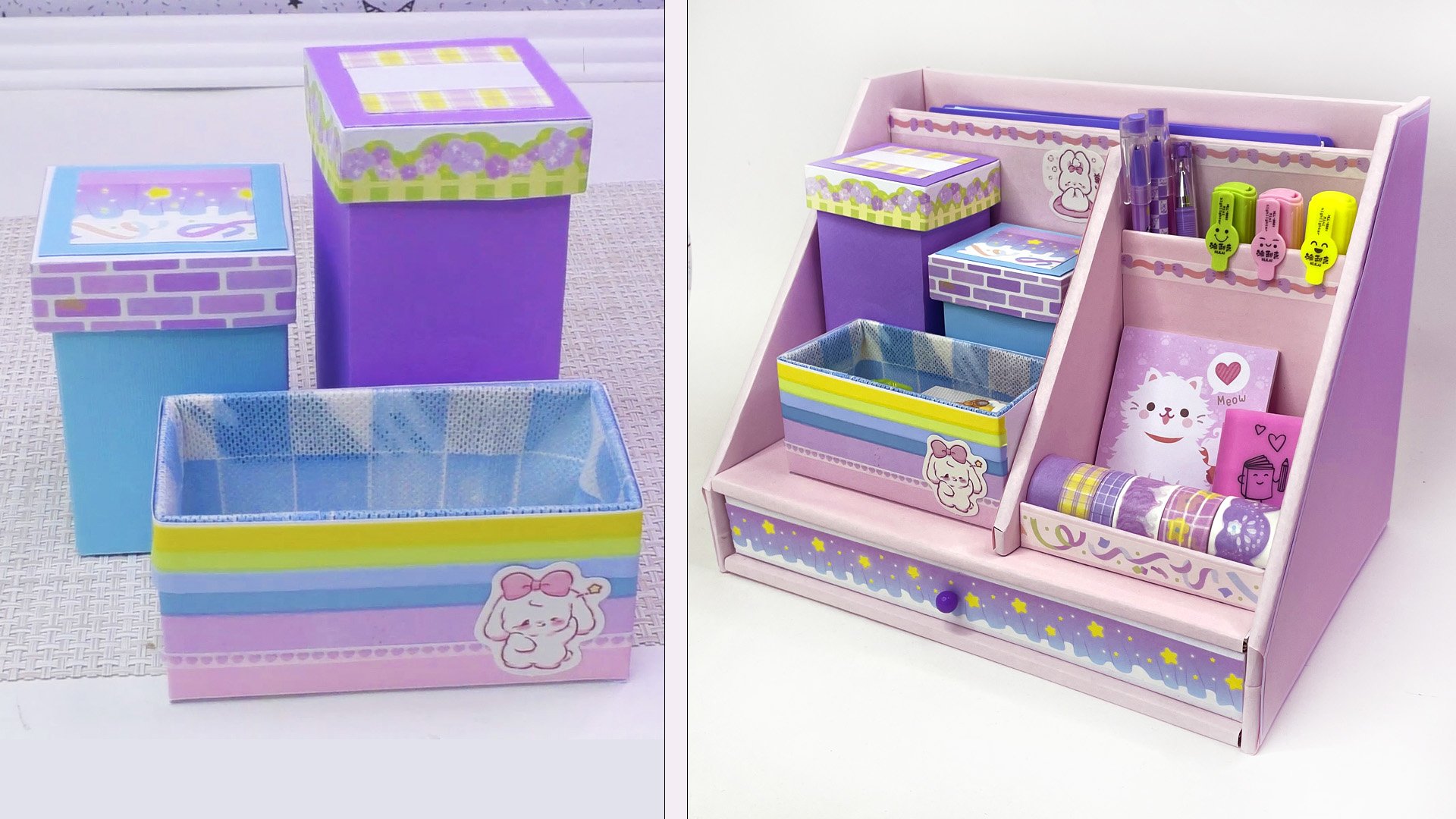 Не выбрасывайте картонные коробки // Как сделать потрясающий органайзер для хранения канцелярии смотреть онлайн