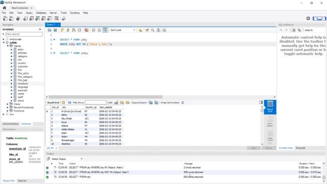 MySQL - NOT IN смотреть онлайн