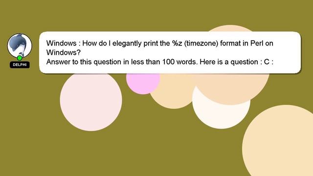 Windows : How do I elegantly print the %z (timezone) format in Perl on Windows? смотреть онлайн