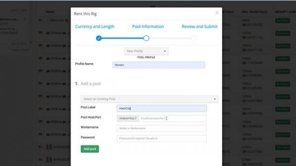 Покупка мощности для Monero (Монеро) на сайте  Mining Rig Rentals (MiningRigRentals)