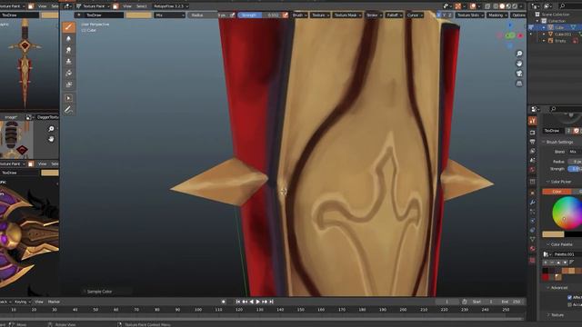 Blender 3.0 how to do hand painted textures || weapon modeling and texturing Dagger || смотреть онлайн