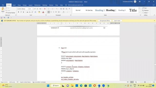Oracle SQL JOINS | VARAHI IT смотреть онлайн