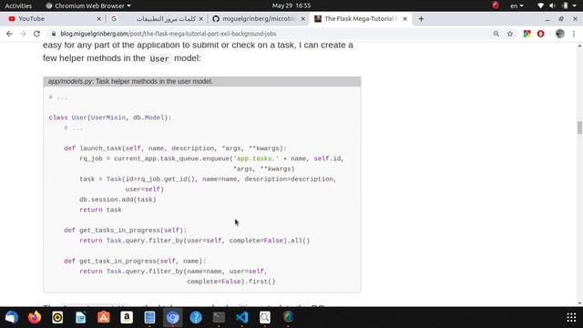 background job ch(22) flask mega tutorial Arabic Language смотреть онлайн