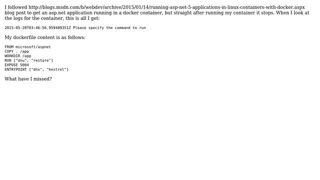 DevOps & SysAdmins: ASP.NET docker container starts and then immediately stops смотреть онлайн