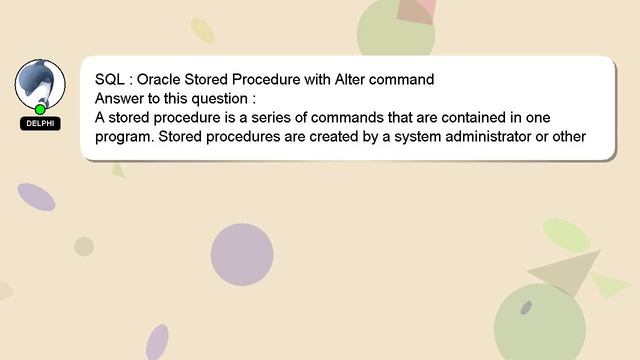 SQL : Oracle Stored Procedure with Alter command смотреть онлайн