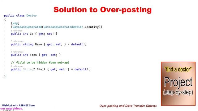 Over-Posting in WebApi and a Solution with Data Transfer Object | Web Api with ASPNET Core смотреть онлайн