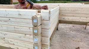 Сборка бани из сухого профилированного бруса!