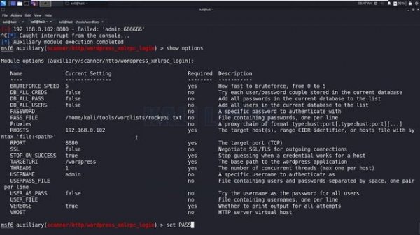 WordPress Login Bruteforce with Metasploit
