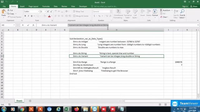 Data Types-Excel VBA смотреть онлайн