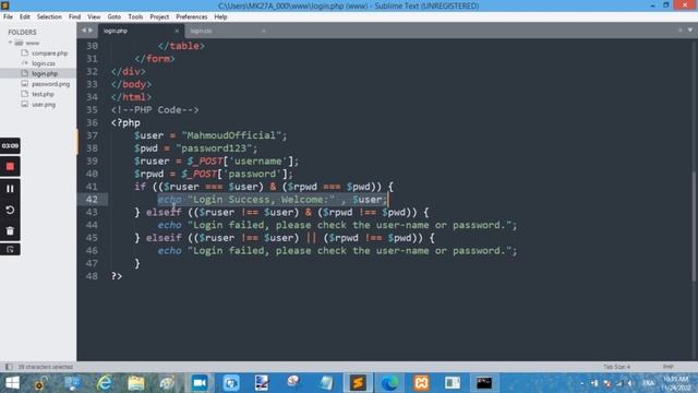 PHP Basic Login Form (variables , if staments , echos) just for fun :) смотреть онлайн