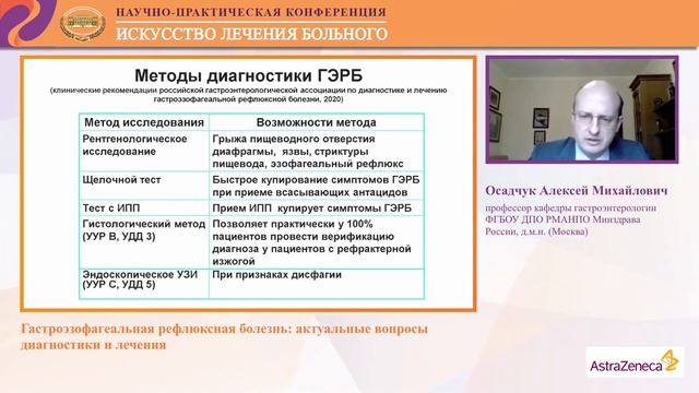 Осадчук А.М. Гастроэзофагеальная рефлюксная болезнь: актуальные вопросы диагностики и лечения. смотреть онлайн