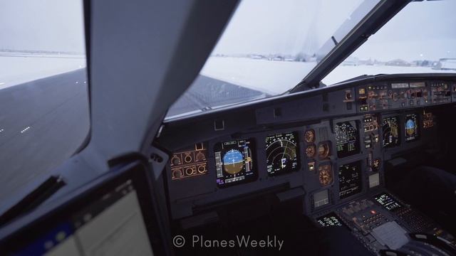 COCKPIT Airbus A321 LOW VISIBILITY Landing In SNOWY Oslo Gardermoen Airport