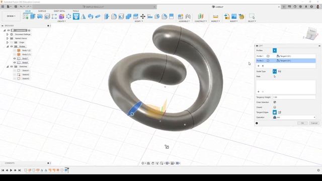 J.8. Изогнутое кольцо во Fusion 360 / Curved ring in Fusion 360 (CAD) смотреть онлайн