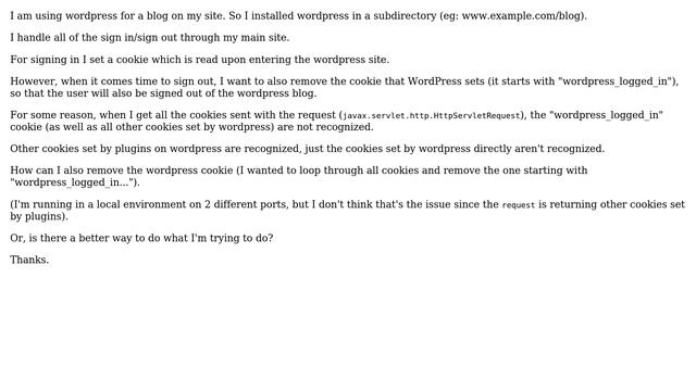 Wordpress: Removing wordpress cookie from non-wordpress site смотреть онлайн