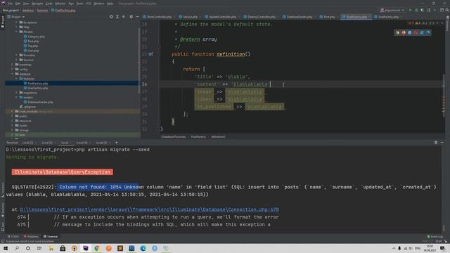 Laravel курс с нуля, база. 28. Классы Factory и Seed в Laravel смотреть онлайн