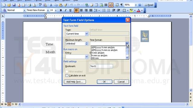 Make sure that the textbox appearing next to the Time label displays the current time in the... смотреть онлайн