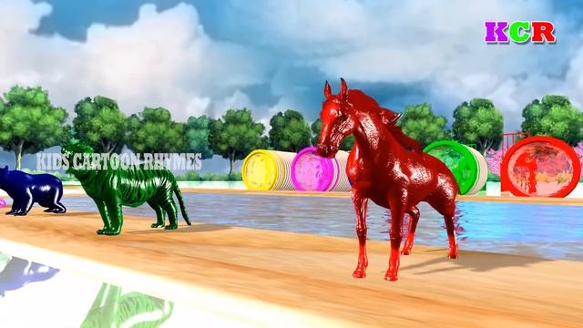 Learn Colors with Wild Animals Swimming Race for Children | Animals for Preschool Kids & Toddlers смотреть онлайн