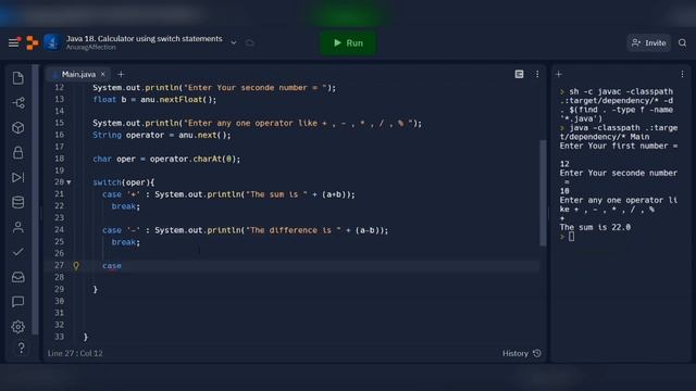 #Java18 Calculator In Java by taking Operator & number from users || смотреть онлайн