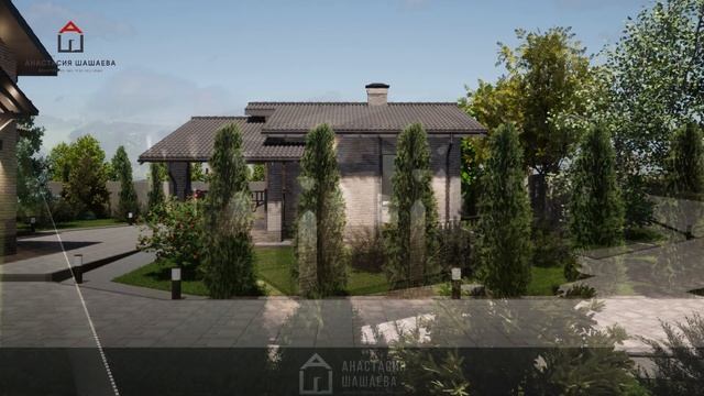 Двухэтажный дом из кирпича ручной формовки | Проект дома, бани, беседки и гаража на 2 машины К-246 смотреть онлайн