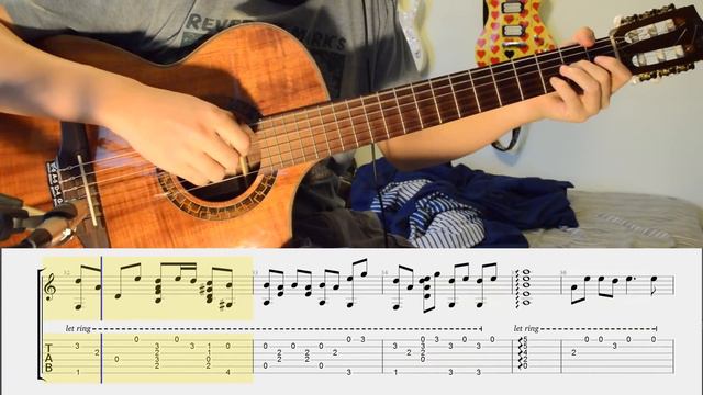 Theme from Princess Mononoke on Classical Guitar (with tabs) смотреть онлайн