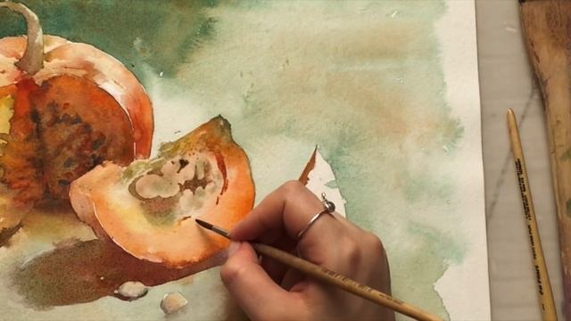 How do I paint a pumpkin in watercolor? смотреть онлайн