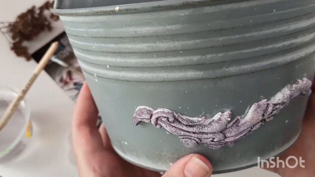 Декор металлического кашпо из Fix Price восками MyHobbyPoint