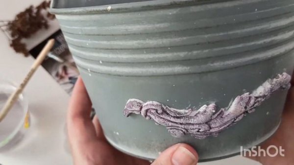 Декор металлического кашпо из Fix Price восками MyHobbyPoint