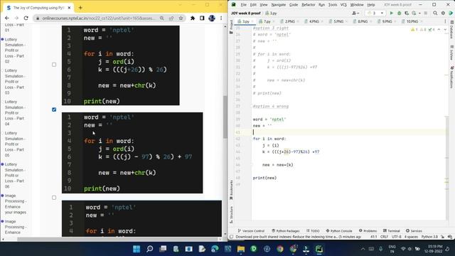 NPTEL The Joy of Computing using Python week 8 quiz assignment answers with proof of each answer смотреть онлайн