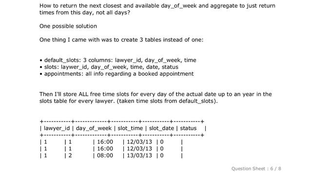 MySQL : How to structure and query an appointment system based on time slots where each bookable en смотреть онлайн