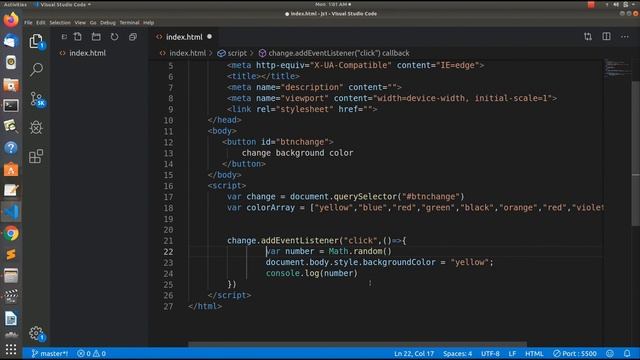 Practical JavaScript Basics | Building a Background color changing app using JS click Event listene смотреть онлайн