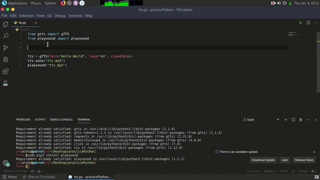 Google text-to-speech library tutorial (gtts) || Introduction*, Installation*, and use* смотреть онлайн