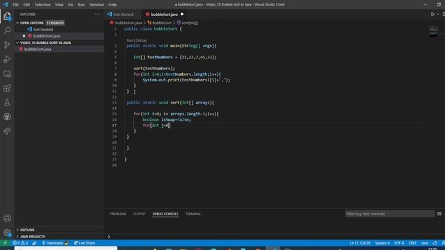 Data Structures Bubble sort of an Array in Java смотреть онлайн