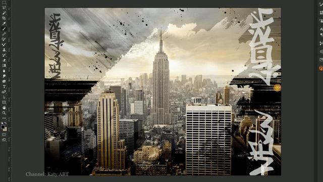 Рисую в фотошопе картину НЬЮ ЙОРК | New York city смотреть онлайн