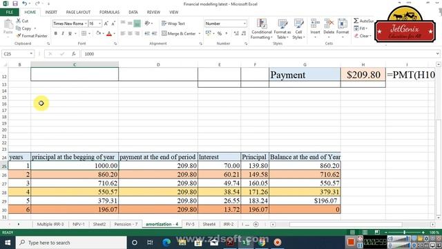 How to build an Amortization table in EXCEL, financial modelling смотреть онлайн