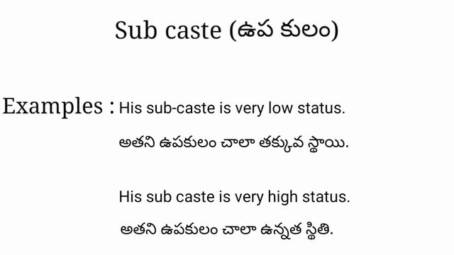 Sub caste meaning in telugu with examples | Sub caste తెలుగు లో అర్థం @Meaning in Telugu смотреть онлайн