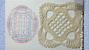 Мотив крючком "Квадрат в квадрате" Crochet motif. tutorial