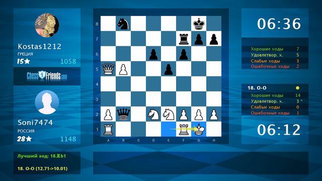 Chess Game Analysis: Soni7474 - Kostas1212 : 1-0 (By ChessFriends.com) смотреть онлайн
