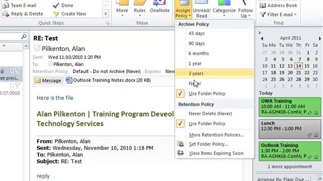 Outlook 2010 - Online Archive Video Tutorial смотреть онлайн