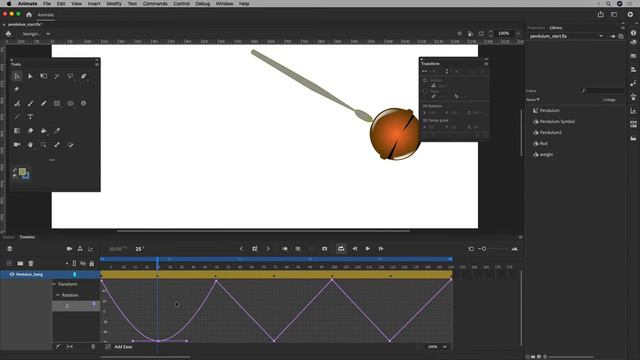 Adobe Animate CC 2020 - Basic Animation, Pendulum Swing Part 2 смотреть онлайн