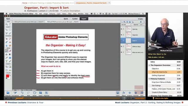"Organizer: Import & Sort" | Adobe Photoshop Elements 11 with Educator.com смотреть онлайн