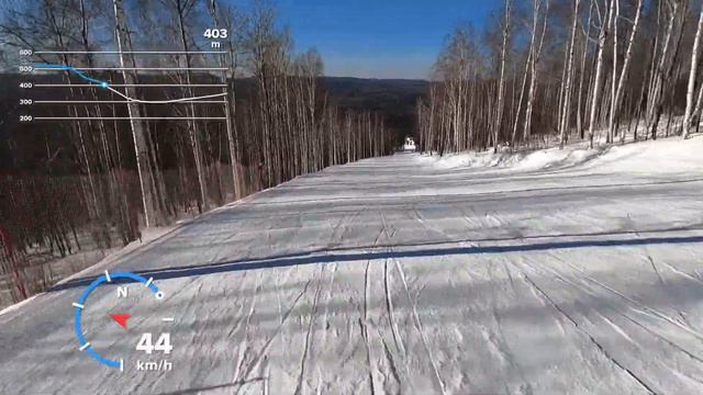 Спуск по трассе Туристическая на горе Ежовая (L-1600m, H-210m) смотреть онлайн