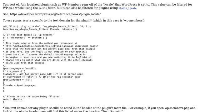 Wordpress: 'Trick' a plugin (WP-Members) to think the blog language has changed for a single page смотреть онлайн