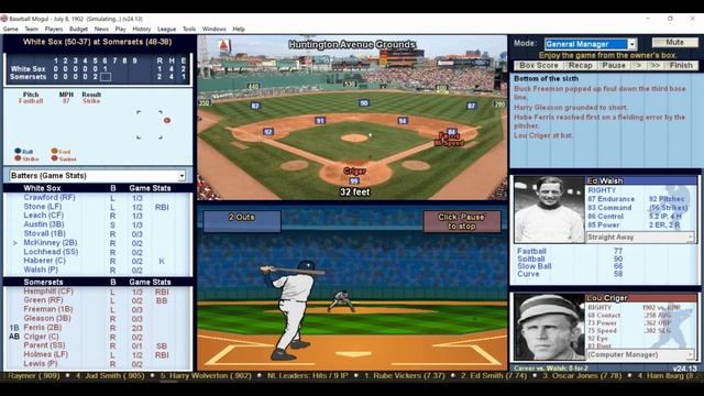 DH 442 Baseball Mogul Year 1902 Chicago White Sox at Boston Somersets смотреть онлайн