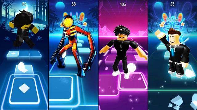 Minecraft Team vs Steve vs Alex vs Enderman vs Roblox Team vs Roblox Doors Figure - Tiles Hop EDM смотреть онлайн