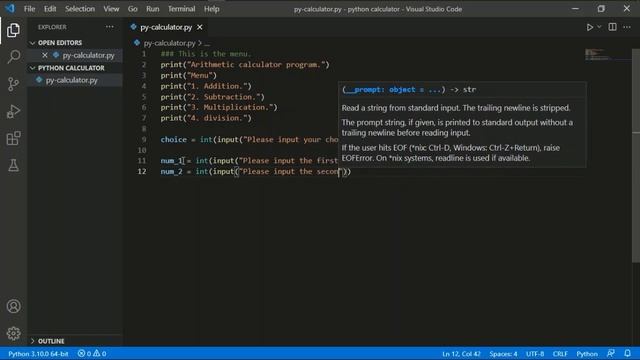 Creating a console calculator program in Python смотреть онлайн